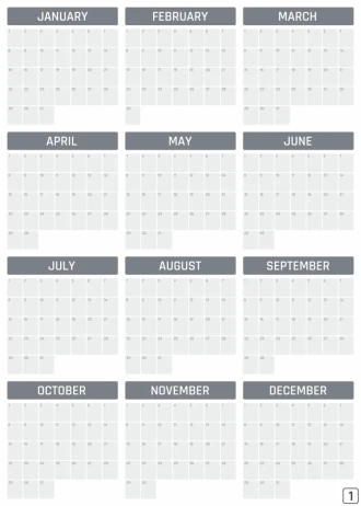 Kalendarz suchościeralny roczny uniwersalny wersja angielska 376