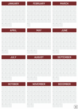 Kalendarz suchościeralny roczny uniwersalny wersja angielska 376