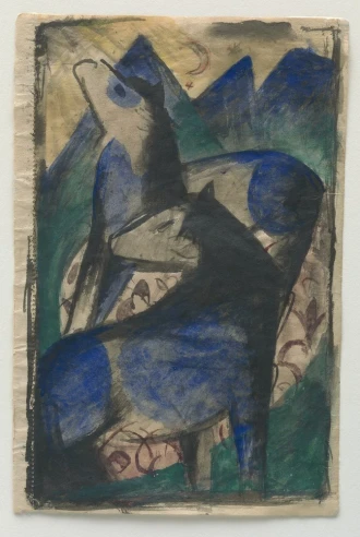 Reprodukcja Two Blue Horses, Franz Marc