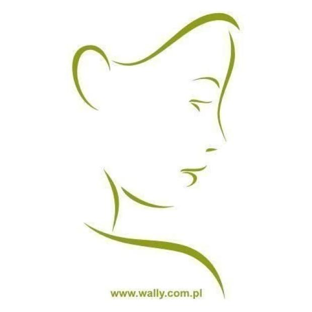 Szablon malarski z nadrukiem profilu kobiety na białym tle z przykładową zieloną kolorystyką