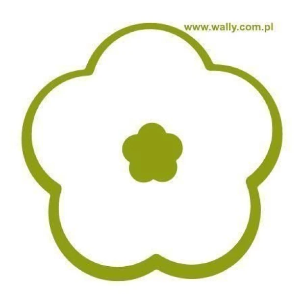 Szablon malarski z motywem kwiatka w przykładowej zielonej kolorystyce na białym tle
