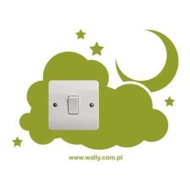 Urokliwy szablon malarski kontakt 11 w formie chmurki z księżycem, idealny do dziecięcego pokoju.