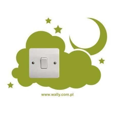 Urokliwy szablon malarski kontakt 11 w formie chmurki z księżycem, idealny do dziecięcego pokoju.