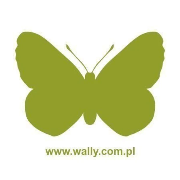 Szablon malarski z nadrukiem motyla w przykładowej oliwkowej kolorystyce, przedstawiony na białym tle