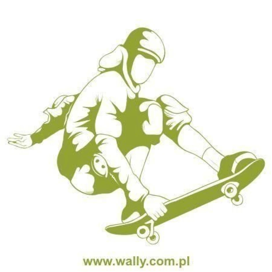 Szablon malarski skater 1018 - Wzór graficzny. Postać skatera w dynamicznej pozycji, uniesiona na desce, z wyraźnymi