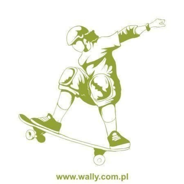 Szablon malarski skater 1026 - Wzór graficzny. Postać skatera w ruchu na desce, z uniesioną nogą i ręką