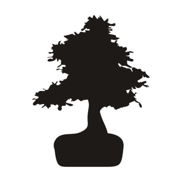 Naklejka kredowa 042 bonsai - Wzór graficzny. Grafika przedstawia czarny kontur bonsai z wyraźnymi gałęziami