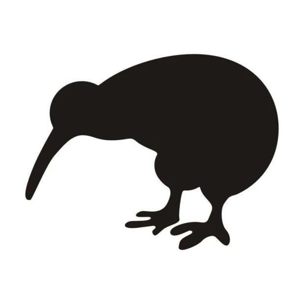 Naklejka kredowa 068 kiwi - Wzór graficzny. Grafika przedstawia sylwetkę ptaka kiwi w czarnym kolorze