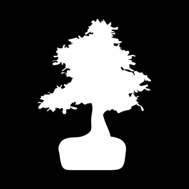 Tablica suchościeralna 011 drzewko bonsai - Wzór graficzny. Grafika przedstawia kontur drzewa bonsai w kolorze białym