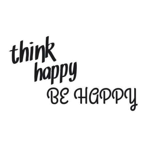 Szablon malarski 02X 16 think happy be happy 1744 - Wzór graficzny. Tekst w dwóch stylach, jeden większy, drugi mniejszy