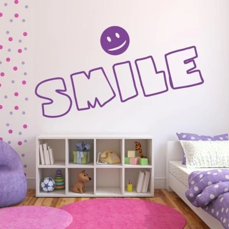 Szablon malarski 02X 18 smile 1740 - Aranżacja w pokoju dziecięcym. Ściany w jasnych kolorach z okrągłymi wzorami