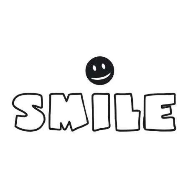 Szablon malarski 02X 18 smile 1740 - Wzór graficzny. Wzór składa się z napisu SMILE z zaokrąglonymi literami