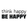 Szablon malarski 02X 19 think happy be happy 1738 - Wzór graficzny. Tekst w dwóch liniach, większe litery w dolnej części