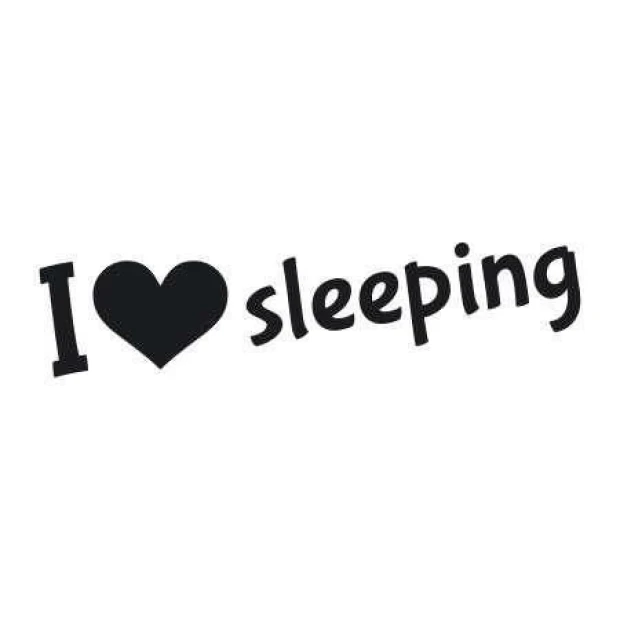 Szablon malarski 02X 20 i love sleeping 1731 - Wzór graficzny. Tekst z sercem i słowem sleeping w różnych rozmiarach
