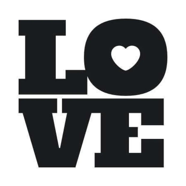 Naklejka 03X 16 love 1713 - Wzór graficzny. Duże litery L, O, V, E z sercem w literze O