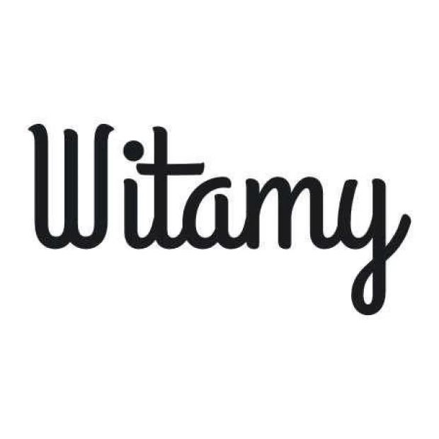 Naklejka 03X 19 witamy 1703 - Wzór graficzny. Czarny napis Witamy w stylu ręcznego pisma na białym tle