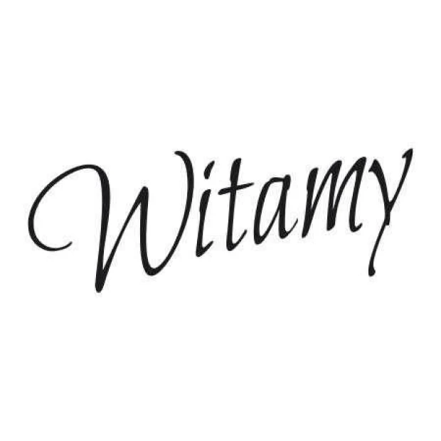Naklejka 03X 25 witamy 1704 - Wzór graficzny. Duże, stylizowane litery Witamy w kolorze czarnym na białym tle