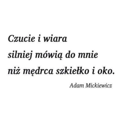 Szablon malarski z cytatem Adama Mickiewicza przedstawiony jako czarny wzór na białym tle