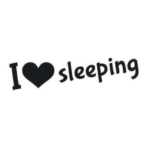 Naklejka ścienna z napisem I love sleeping i sercem, jako wizualizacja wzoru w przykładowym czarnym kolorze