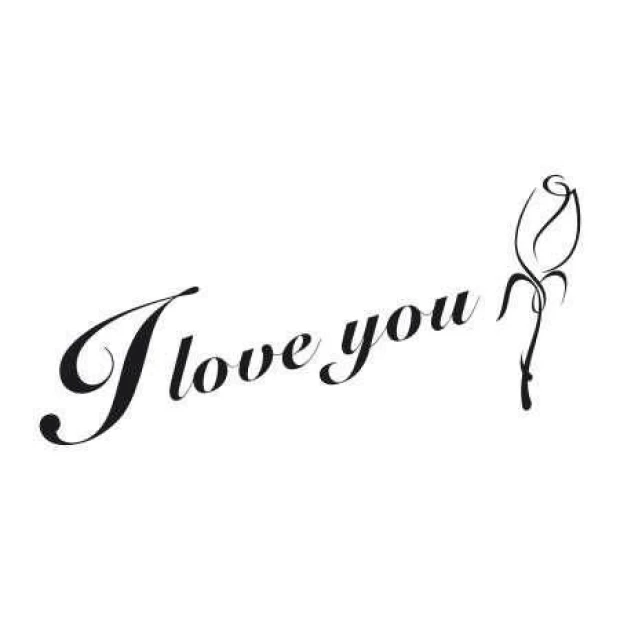 Naklejka 03X 19 I love you 1734 - Wzór graficzny. Tekst I love you z różyczką w minimalistycznym stylu