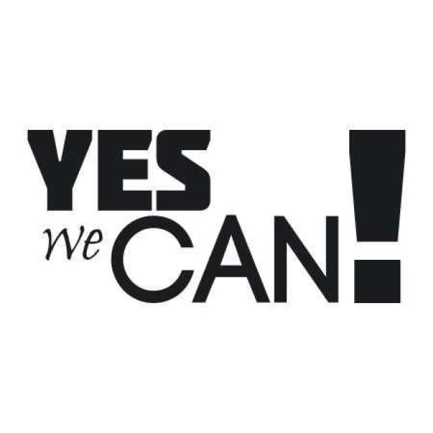 Naklejka 03X 24 yes we can 1722 - Wzór graficzny. Czarny tekst na białym tle z hasłem YES we CAN! w różnych rozmiarach liter