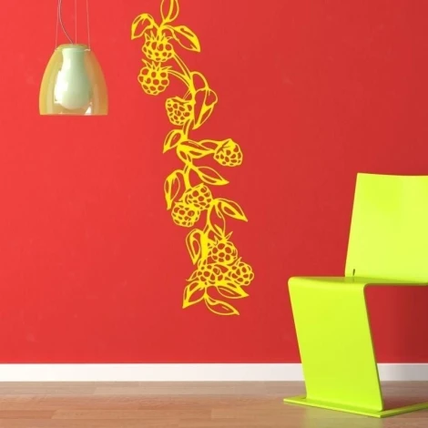 Naklejka 03X 02 jeżyny 1777 - Aranżacja w pokoju. Czerwone ściany i zielony fotel