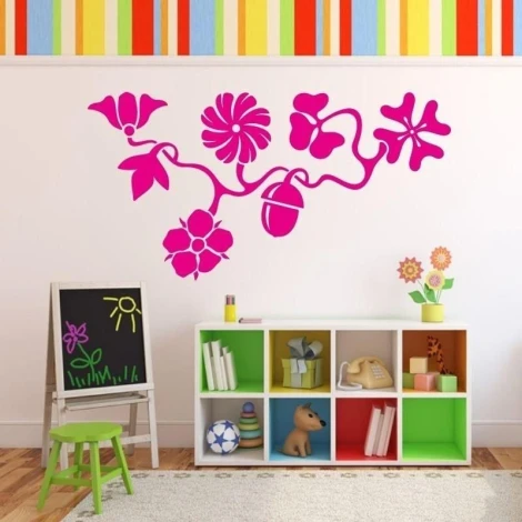 Naklejka 03X 23 ornament roślinny 1779 - Aranżacja w pokoju dziecięcym. Ściany w jasnych kolorach, meble w pastelowych