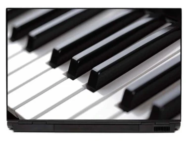 Naklejka na laptopa pianino 0044 - Wzór graficzny. Widoczne klawisze pianina w kolorach czarnym i białym
