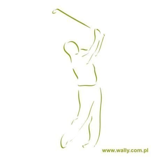 Szablon malarski golfista 1168 - Wzór graficzny. Postać golfisty w ruchu z kijem, zarysowana prostymi liniami