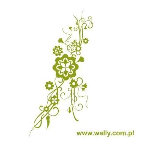 Szablon malarski kwiaty 1191 - Wzór graficzny. Wzór złożony z kwiatów i wijących się linii