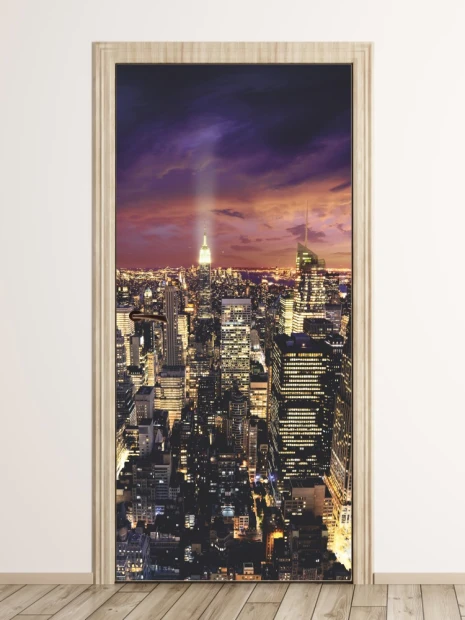 Fototapeta na drzwi New York Manhattan 106 - Aranżacja w nowoczesnym wnętrzu. Ściany w jasnych kolorach, drewniana podłoga