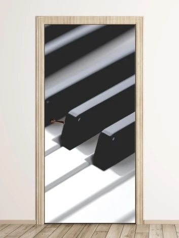 Fototapeta na drzwi pianino 138 - Wzór graficzny. Grafika przedstawia klawisze pianina w kolorach czarnym i białym
