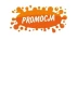 Tablica suchościeralna magnetyczna 028 promocja - Wzór graficzny. Pomarańczowy napis PROMOCJA na białym tle z plamą