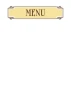 Tablica suchościeralna magnetyczna 029 menu - Wzór graficzny. Duży napis MENU na jasnym tle, ozdobne ramki w górnej części