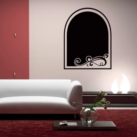 Naklejka kredowa ornament 031 - Aranżacja w salonie. Ściany w odcieniach czerwieni i beżu, sofa w kolorze białym