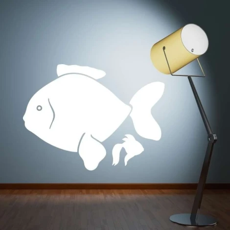 Tablica suchościeralna 024 rybki - Wzór graficzny. Duża ryba z płetwami oraz mniejsza rybka, obie w białym kolorze