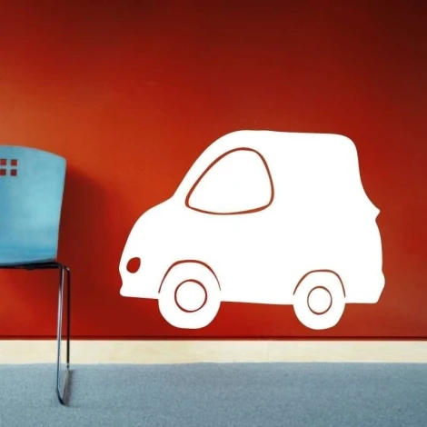 Tablica suchościeralna 023 autko - Aranżacja w pokoju dziecięcym. Czerwone ściany i niebieskie krzesło