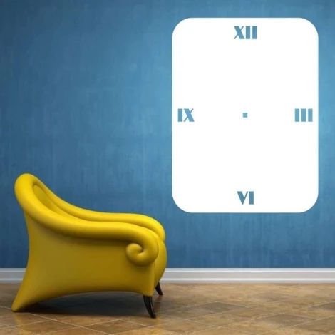 Tablica suchościeralna 014 zegar - Aranżacja w nowoczesnym pokoju. Ściany w odcieniu niebieskim, podłoga drewniana