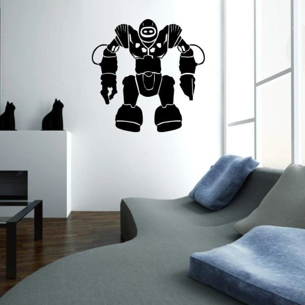 Szablon malarski 02X 25 robot 1841 - Aranżacja w salonie. Ściany w jasnych kolorach, nowoczesne meble
