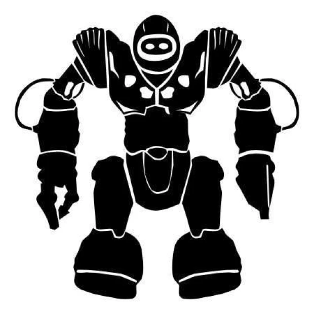 Szablon malarski 02X 25 robot 1841 - Wzór graficzny. Wzór przedstawia robota z dużymi ramionami i nogami, z wyraźnymi