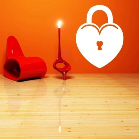 Tablica suchościeralna 006 serce - Aranżacja w nowoczesnym wnętrzu. Ściany w kolorze pomarańczowym, drewniana podłoga