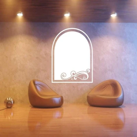 Tablica suchościeralna 002 ornament - Aranżacja w nowoczesnym salonie. Ściany w odcieniu szaro-beżowym, podłoga drewniana