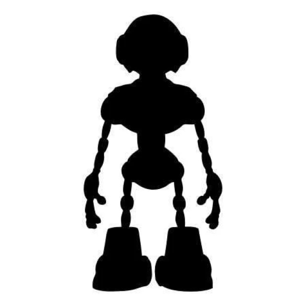 Naklejka 03X 12 robot 1844 - Wzór graficzny. Silhouette robota z dużą głową, ruchomymi ramionami i nogami