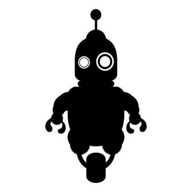 Szablon malarski 02X 09 robot 1846 - Wzór graficzny. Kształt robota z dużymi oczami i zaokrąglonymi kończynami