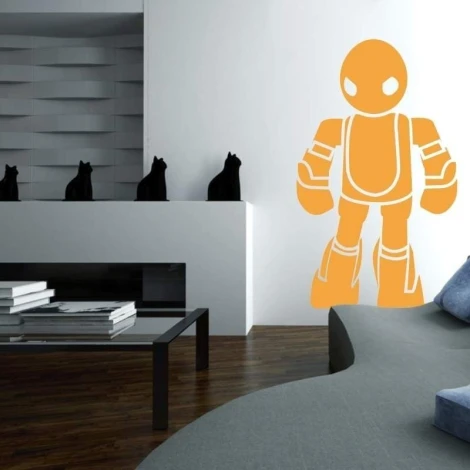 Szablon malarski 02X 09 robot 1849 - Aranżacja w pokoju dziecięcym. Ściany w jasnych kolorach, nowoczesne meble