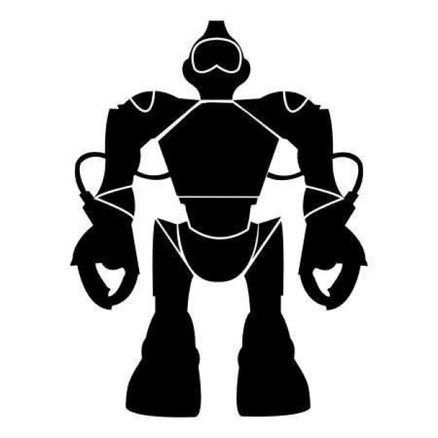 Szablon malarski 02X 21 robot 1851 - Wzór graficzny. Sylwetka robota z wyraźnymi konturami, dużymi rękami i nogami