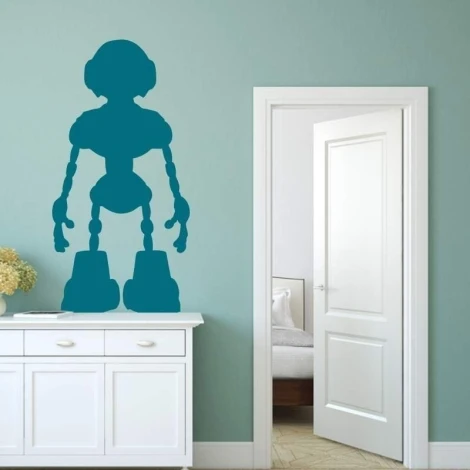 Szablon malarski 02X 24 robot 1844 - Aranżacja w sypialni. Ściany w jasnym kolorze, minimalistyczne meble
