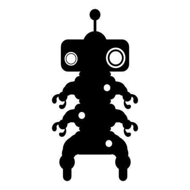 Szablon malarski 02X 24 robot 1848 - Wzór graficzny. Kształt robota z okrągłymi oczami i ramionami