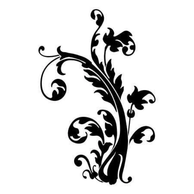 Naklejka 03X 15 ornament roślinny 1872 - Wzór graficzny. Motyw roślinny z krętymi gałęziami i liśćmi