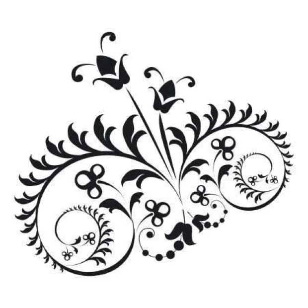 Naklejka 03X 22 floral 1875 - Wzór graficzny. Motyw florystyczny z kwiatami i spiralnymi liśćmi